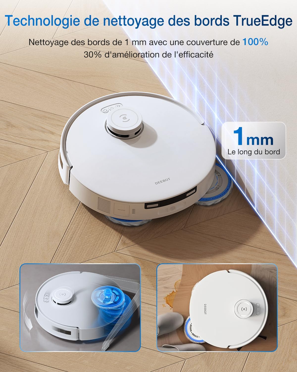 ECOVACS DEEBOT T30C Pro Omni GEN 2 Robot Aspirateur Laveur avec Station Omni,15400Pa Aspiration, Brosse ZeroTangle 2.0, Nettoyage TruEdge, Auto-Vidange,Séchage 45°C, 200min Autonomie, Assistant YIKO