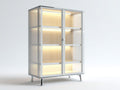 Vitrine moderne en verre avec éclairage LED et structure métallique