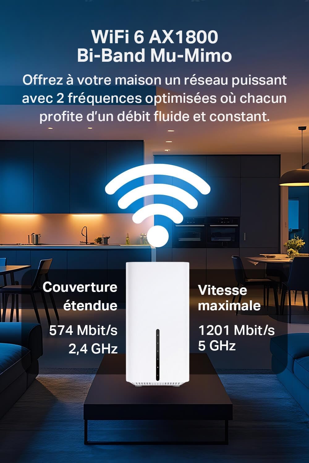 TP-Link Routeur 5G, Routeur WiFi 6 AX1800Mbps, 3 Ports Gigabit, Bi-Bande MU-Mimo, EasyMesh, Connecte Jusqu’à 64 Appareils, Plug-and-Play, Compatible Toutes Les Cartes SIM des opérateurs, Archer NX200