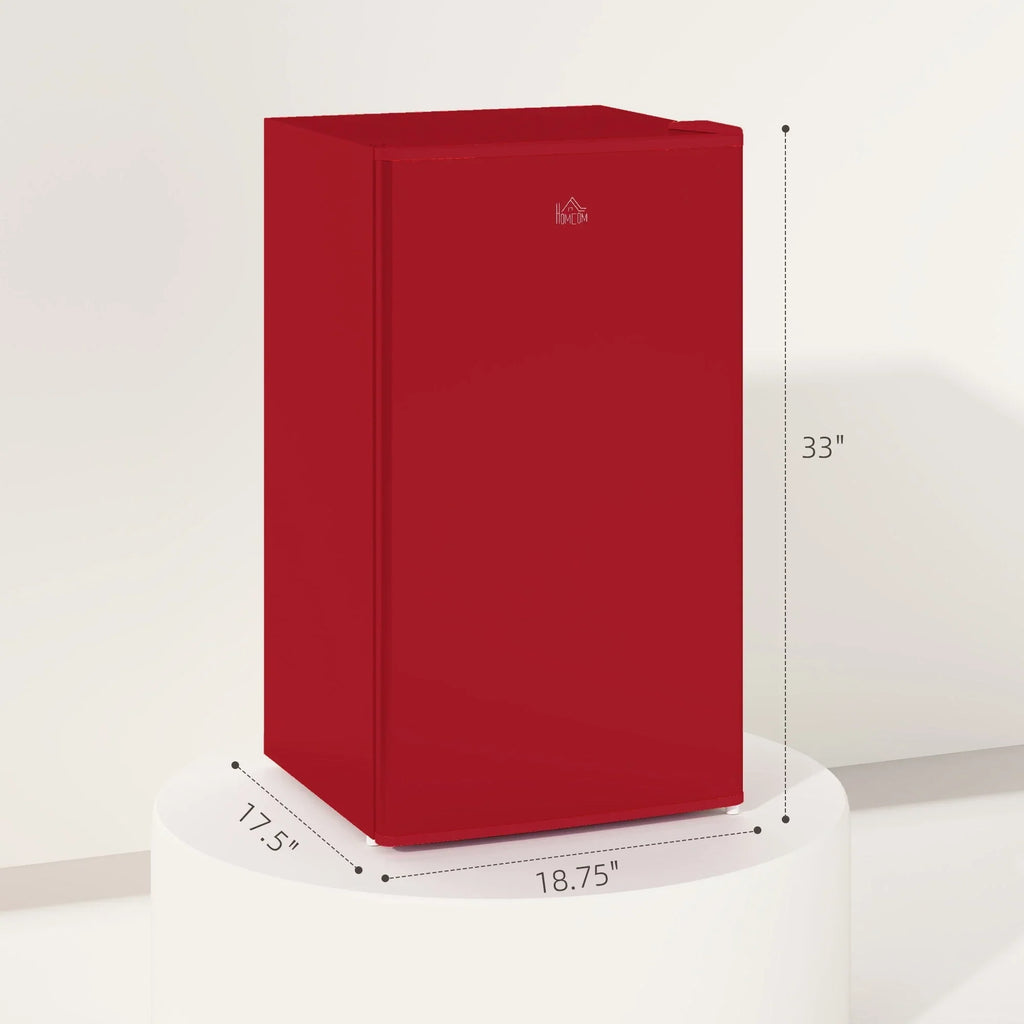 HOMCOM 3.2 Cu.Ft Mini Fridge with Freezer, Single Door Compact Refrigerator with Adjustable Thermostat for Bedroom