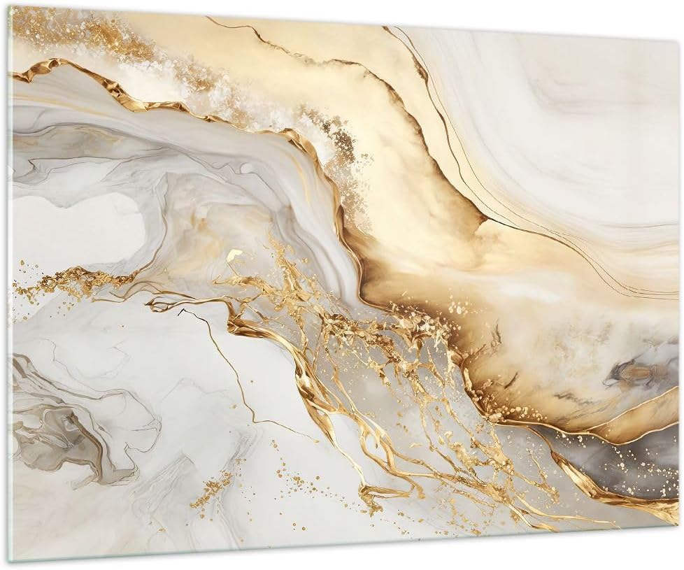 Moderne Impression sur Verre 100x70cm Image Tableau en Verre Decoration Murale Marbre Charme Élégant Grand Tableaux Decoratifs Muraux Chambre Cuisine Horizontal Deco Cadre Salon Art GAA100x70-5730