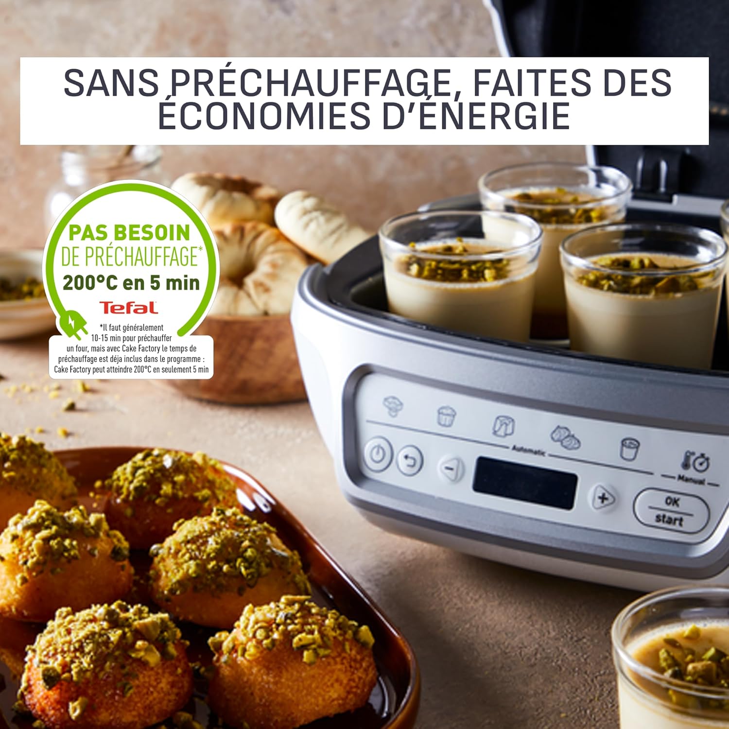 Cake Factory Délices Silver, Four à gâteaux intelligent, 5 programmes, mode manuel, moules muffins, cakes, madeleines, verrines, KD812110