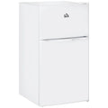 HOMCOM Double Door Mini Fridge with Freezer, 3.2 Cu.Ft Compact Refrigerator with Adjustable Shelf, Adjustable Thermostat