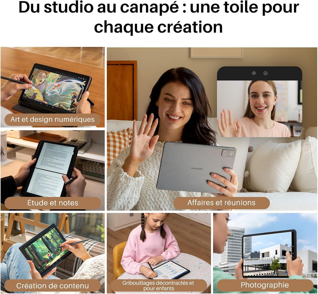 HUION Kamvas Slate 11 Tablette Graphique avec Écran Autonome sans PC, Stylet H-Pencil, Android 14, 8Go+128Go, WiFi, avec Batterie 8000mAh, Tablette de Dessin Portable 10.95'' Rafraîchissement 90Hz