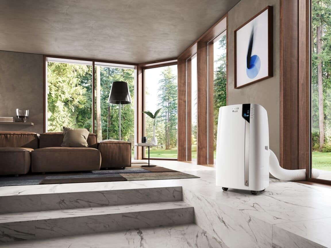DELONGHI Pinguino PAC EX130 CST Climatiseur mobile WiFi avec fonction de déshumidification, version Pro jusqu'à 120 m³ Blanc