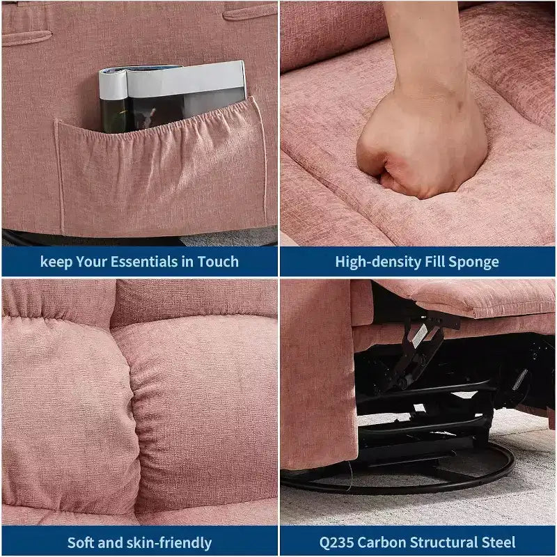 Massage Recliner Chair with Heat - 360 Swivel Rocker, Oversized Single Sofa w/ Vibration, USB & Storage Pockets for Living Room/Bedroom