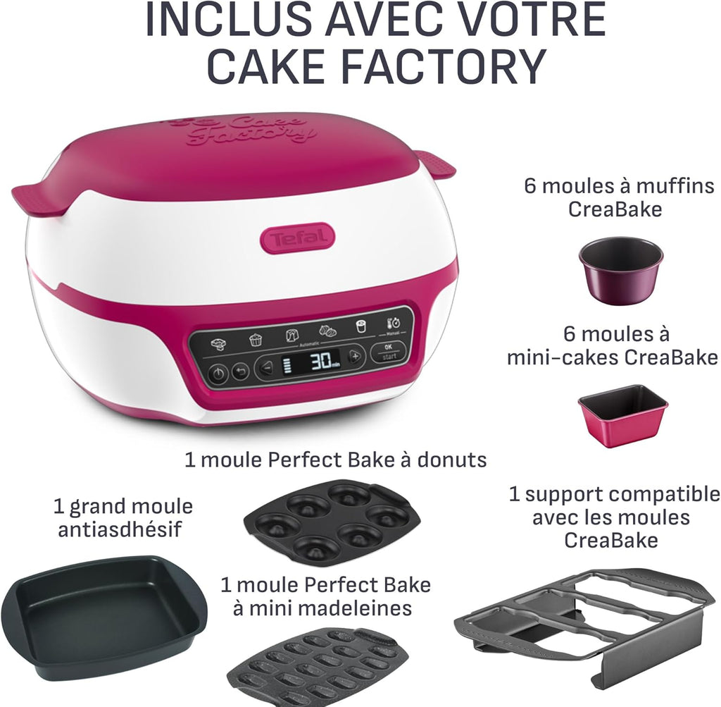 Cake Factory Délices, Machine à gâteaux, 5 programmes, mode manuel, moules muffins, cakes, madeleines, donuts