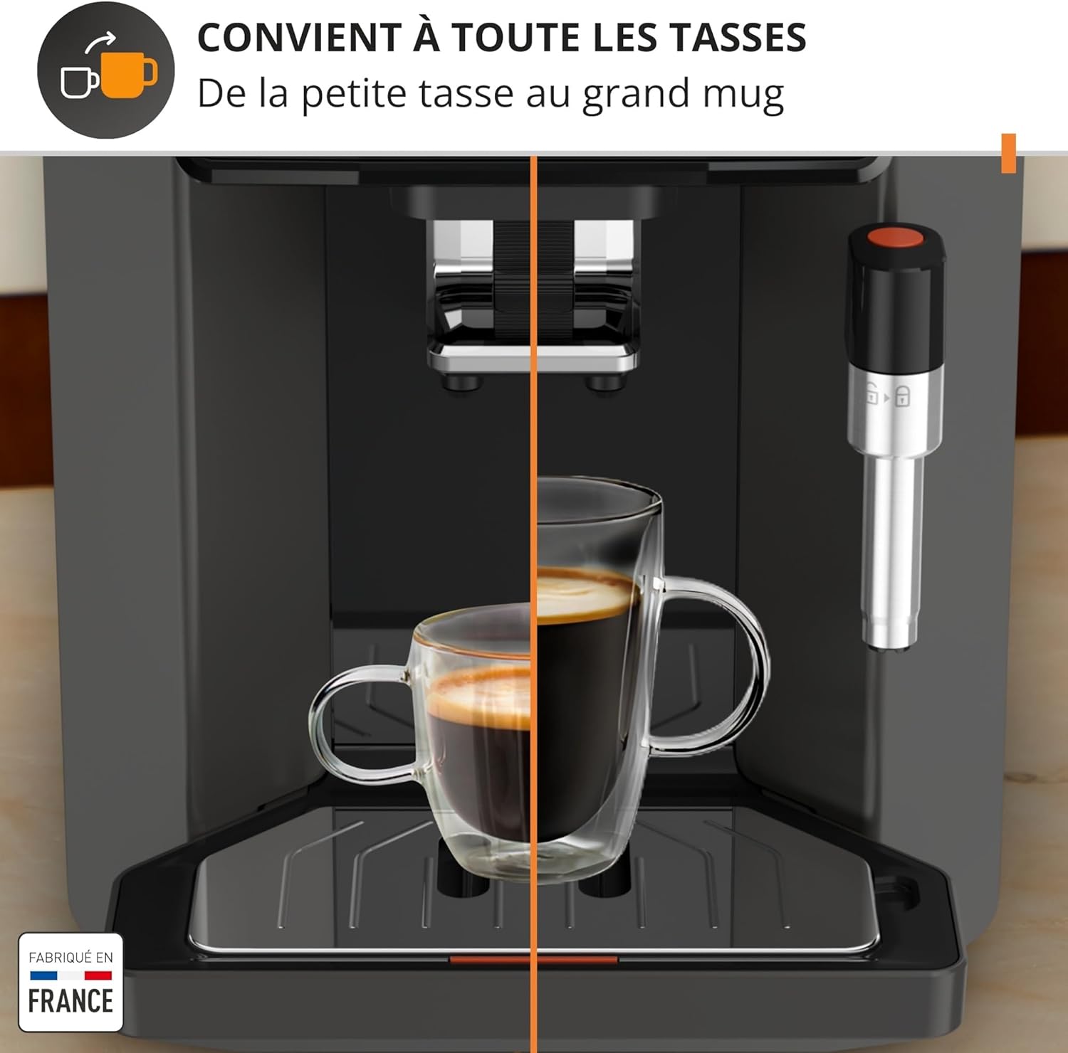 Krups Sensation C50, Machine à café grains, machine expresso, 5 boissons accès direct, Interface tactile, Facile à utiliser, Nettoyage automatique, Buse vapeur Cappuccino, Fabriqué en France EA910810