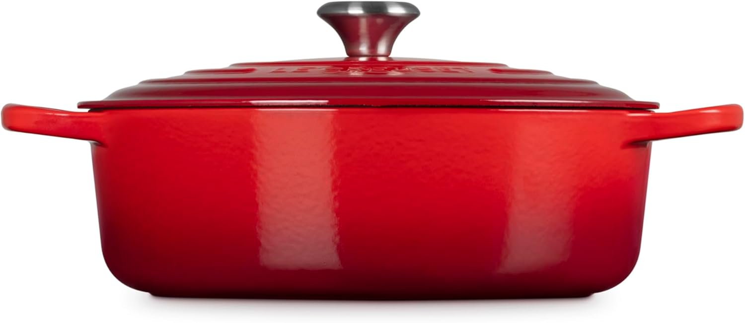 LE CREUSET Cocotte Ronde Basse en Fonte émaillée Signature, 30 cm, 6,2 L, Cerise, 21179300602430