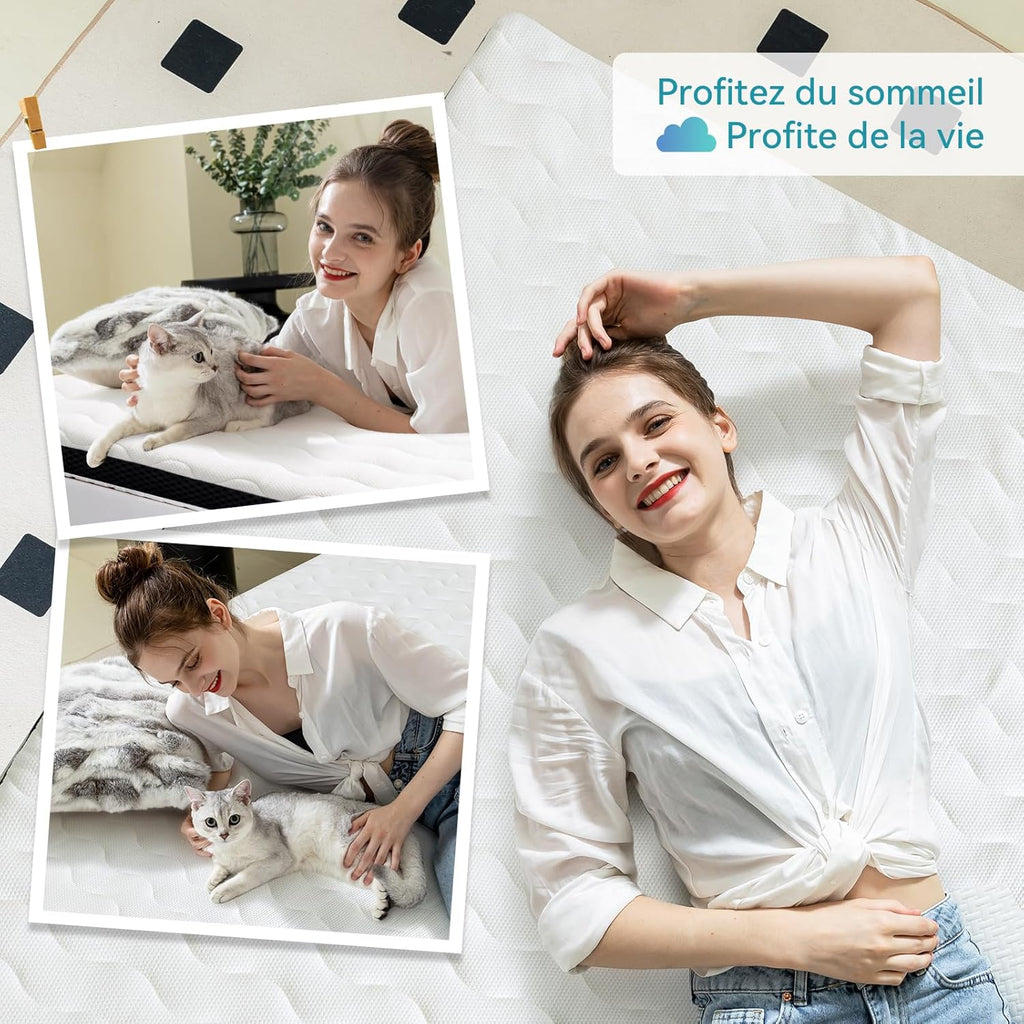 Amazon Basics Surmatelas de Mousse à Mémoire de Forme confortable, Très Moelleux, 160 x 200 x 7 cm, Blanc