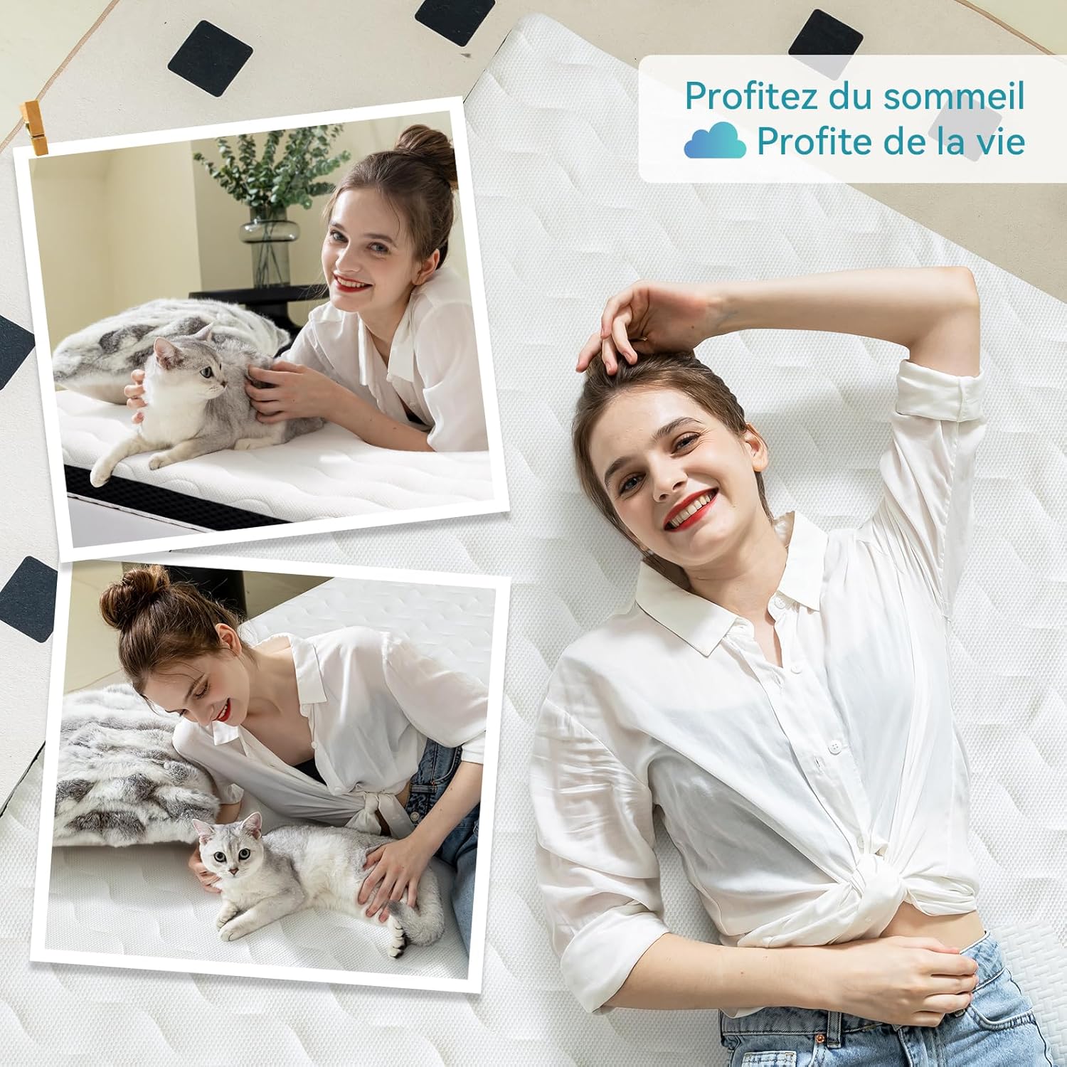 Amazon Basics Surmatelas de Mousse à Mémoire de Forme confortable, Très Moelleux, 160 x 200 x 7 cm, Blanc