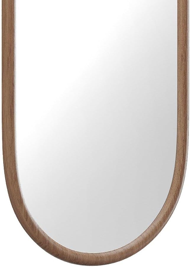 Vente-unique - Miroir Ovale en Bois d'hévéa - L. 50 x H. 120 cm - Naturel - SHAXI