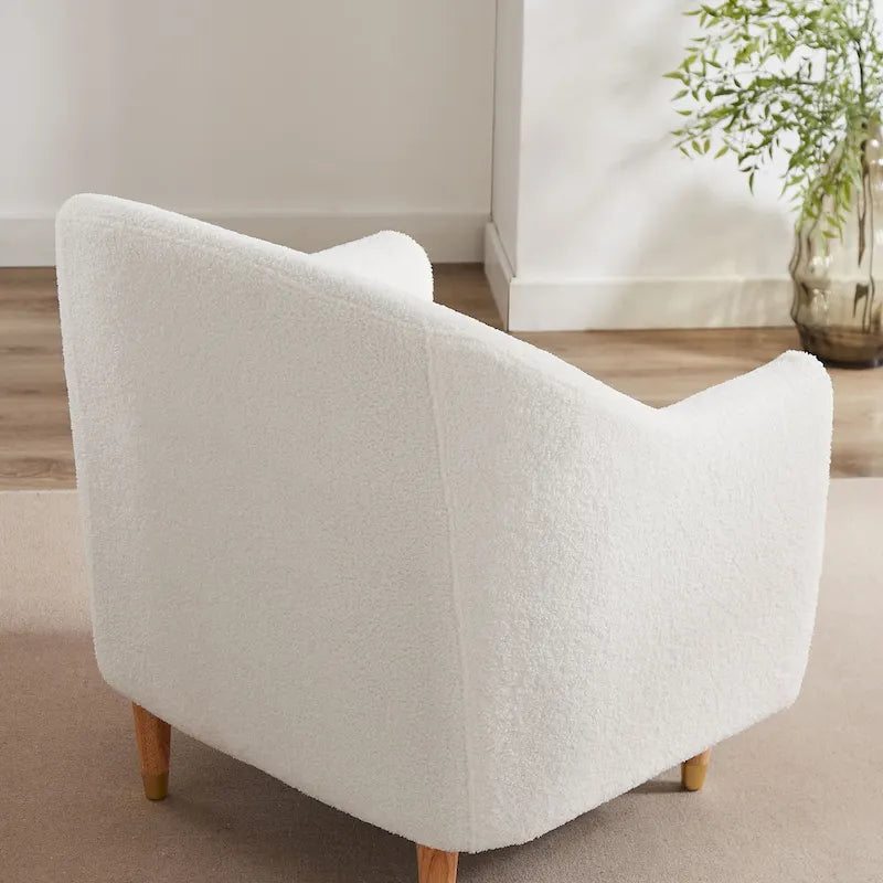 28.34W Set Of 2 Accent Armchair, Velvet Barrel Chair with Solid Wood Legs