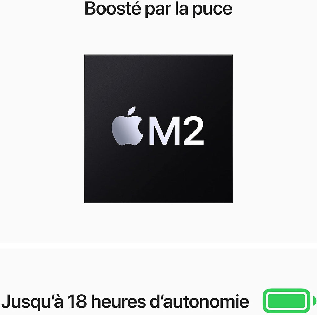 Apple MacBook Air Portable avec Puce M2 : écran Liquid Retina de 13,6 Pouces, 16 Go de RAM, 256 Go de Stockage SSD, Clavier rétroéclairé, caméra FaceTime HD 1080p ; Minuit