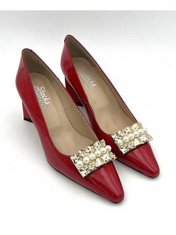 Escarpin Stocks Permanents Viki / Vernis Rouge