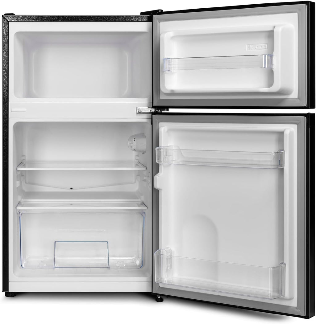 CHIQ Réfrigérateur congélateur en haut Réfrigérateur congélateur - 86 L (61/25L) - Portes réversibles, Congélateur 4 étoiles, Machine à glaçons, Garantie compresseur 12 ans, Classe E