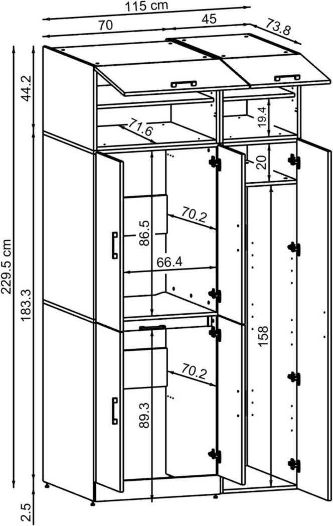 ROOMART Dora - Meuble pour machine à laver - Pour sèche-linge et machine à laver - En 4 couleurs - Avec portes et panneau coulissant - Blanc - Chêne blanc - Chêne anthracite - Chêne blanc (chêne blanc)