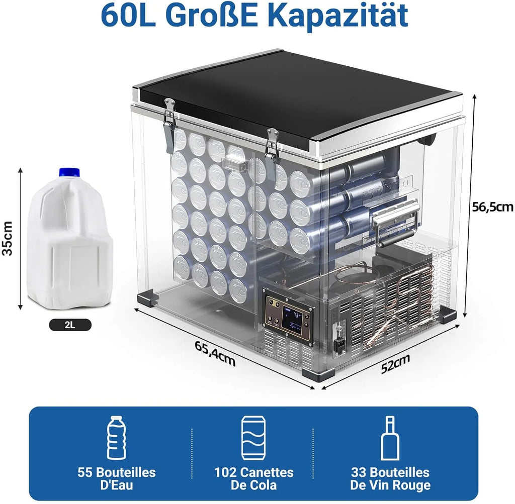 45L Glacière à Compresseur,Glaciere Électrique -20℃ à 20℃,Frigo Camion APP&Bouton Contrôle,12/24V DC et 100-240V AC Glaciere Camping Pour Voiture,Camion,Bateau et Prise De Courant -