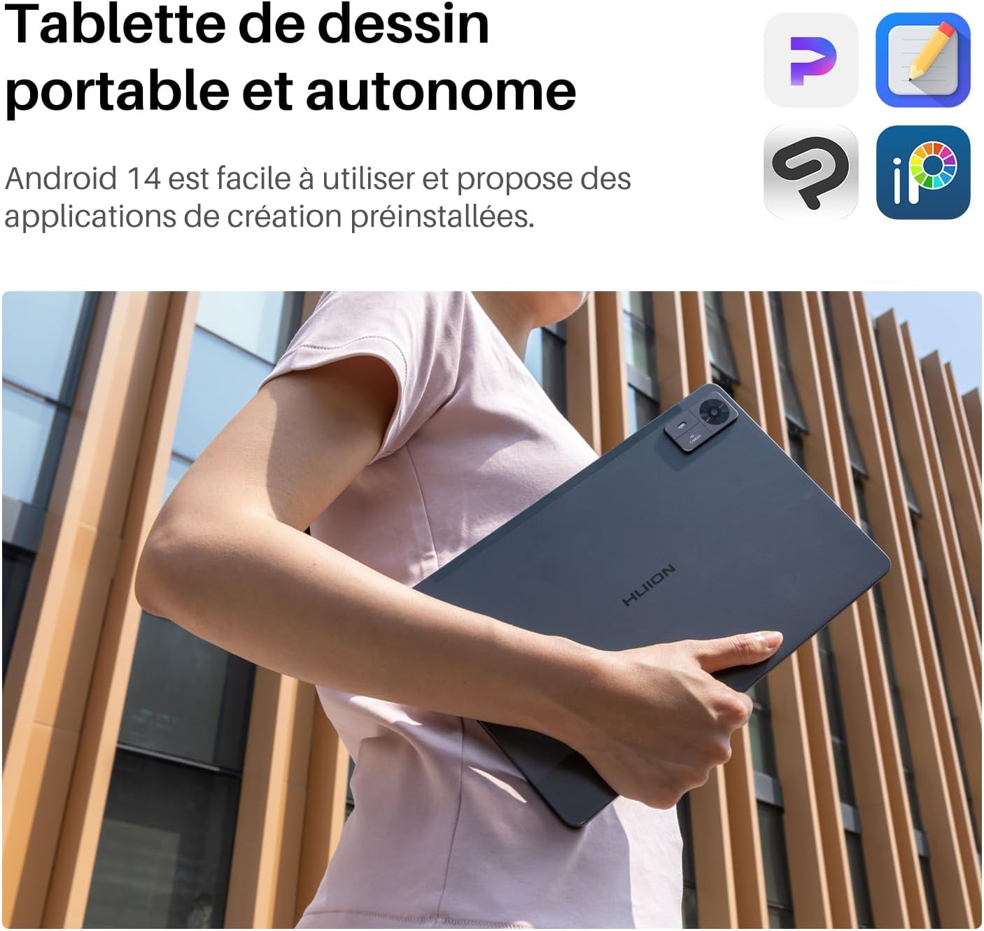 HUION Kamvas Slate 11 Tablette Graphique avec Écran Autonome sans PC, Stylet H-Pencil, Android 14, 8Go+128Go, WiFi, avec Batterie 8000mAh, Tablette de Dessin Portable 10.95'' Rafraîchissement 90Hz