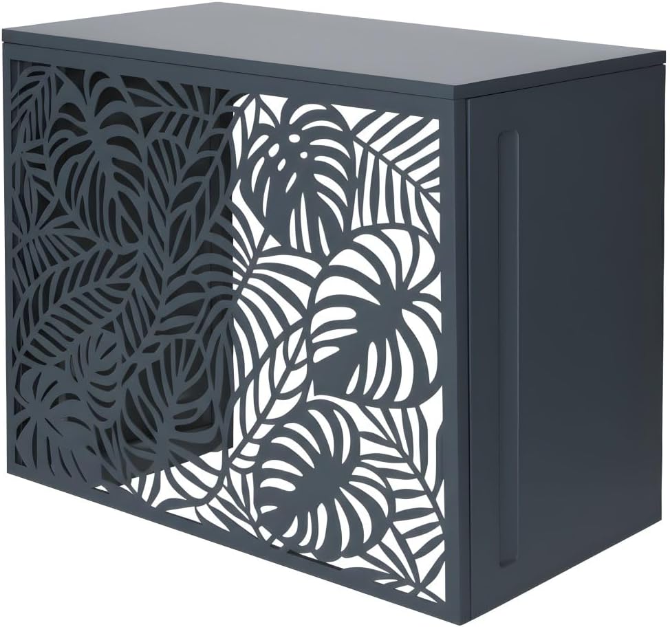 TERRE JARDIN Cache Climatiseur Exterieur 105x90x66,5 - Pompe a Chaleur Extérieur Métal - Kit Fixation Inclus - Cache Clim, Anti Intempéries - Discrétion, Protection, Réduction Bruit - Anthracite