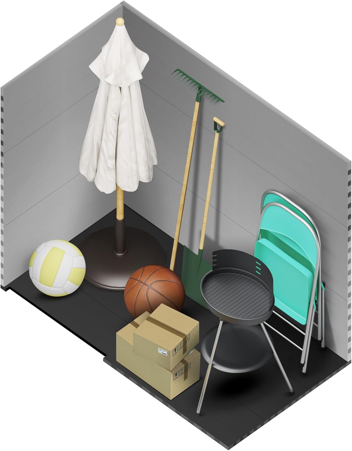 WASABI Abri de Jardin en Résine Unit 1.4 - Assemblage Simple - Fenêtre à lumière du Jour - Panneaux de 12mm d'épaisseur - Plancher Inclus - Blanc Gris - Cabane de Stockage extérieur en PVC 1,37m2