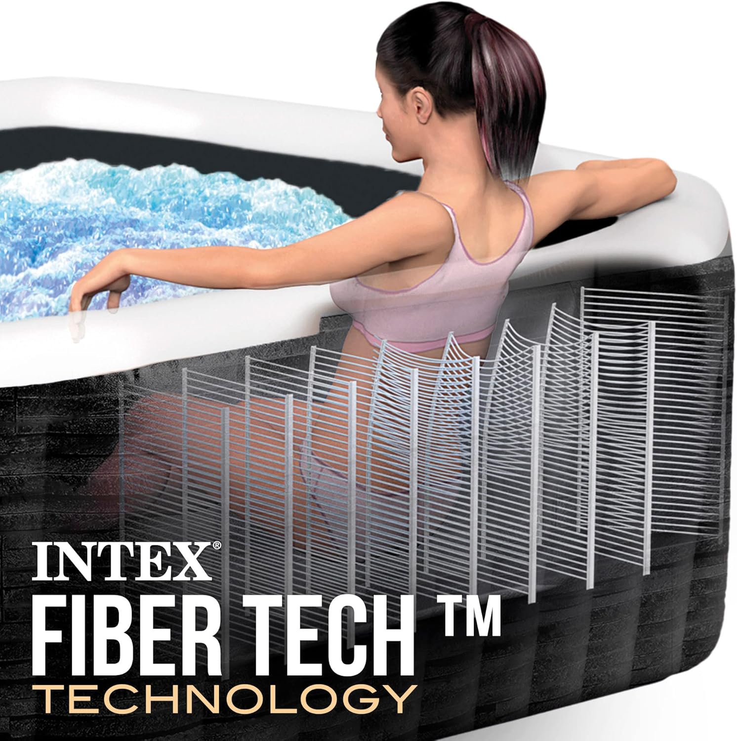 Intex - 28450EX - Pure Spa Bulles Ardoise 4 Places, Gris Ardoise