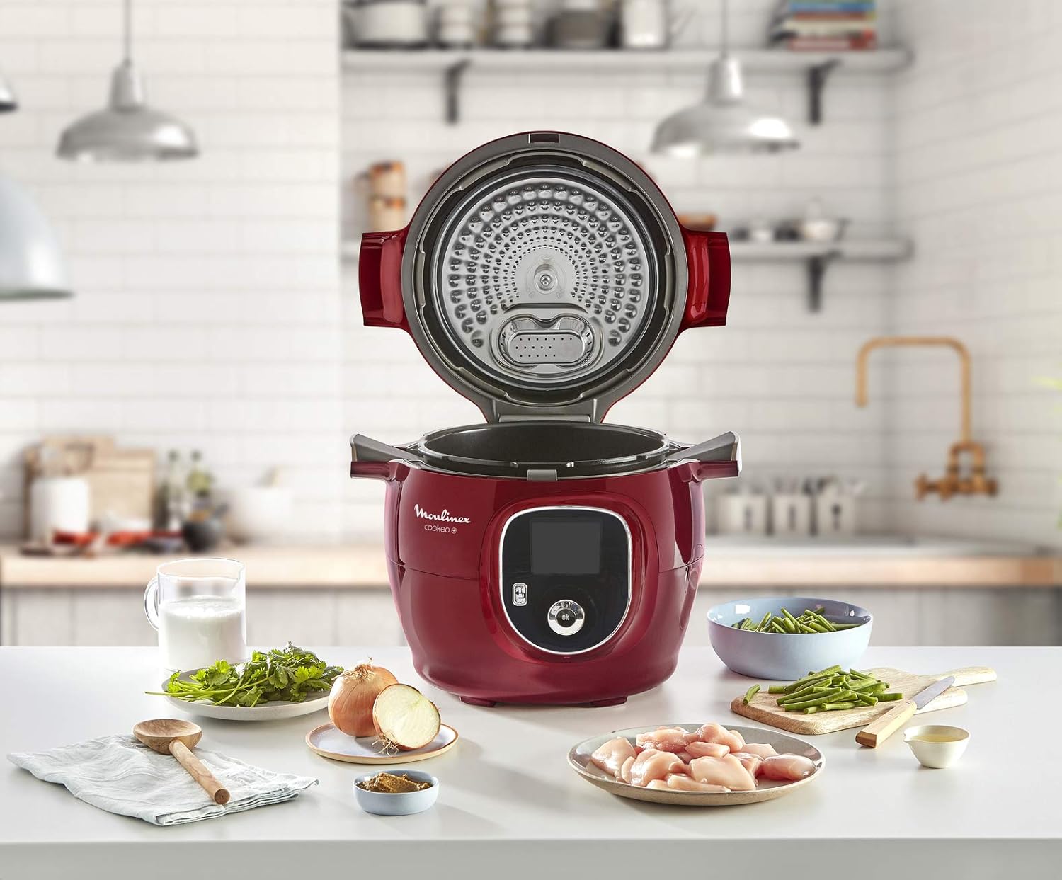 Moulinex Multicuiseur Intelligent Cookeo+ 6L 6 Modes de Cuisson 180 Recettes Préprogrammées Jusqu'à 6 Personnes Rouge CE85A510