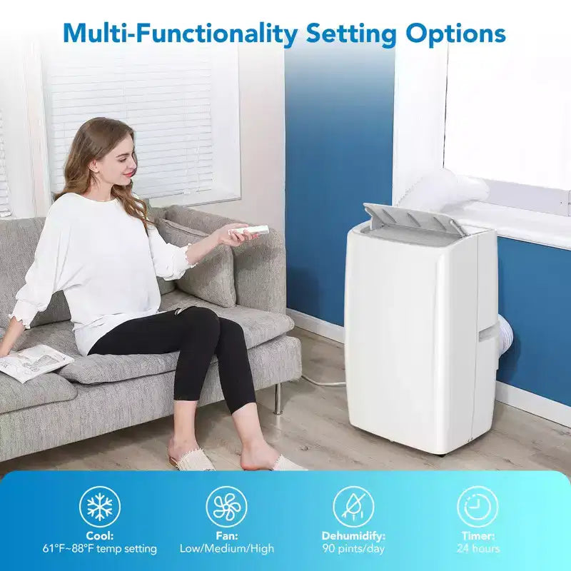 10000 BTU Portable Air Conditioner, Home AC/Air Conditioner with Remote Control for Room up to 450 Sq.Ft, 3-in-1 Functions/24 Hrs Timer/Caster Wheels
