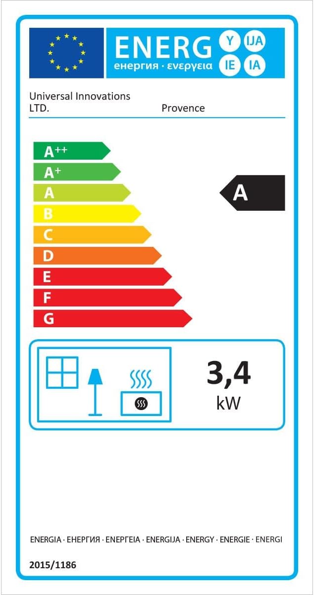 Chauffage d'appoint gaz Provence 3,4 KW Marron miel Effet poêle à bois Fonte Tuyau gaz vissable 1.5 m + detendeur butane
