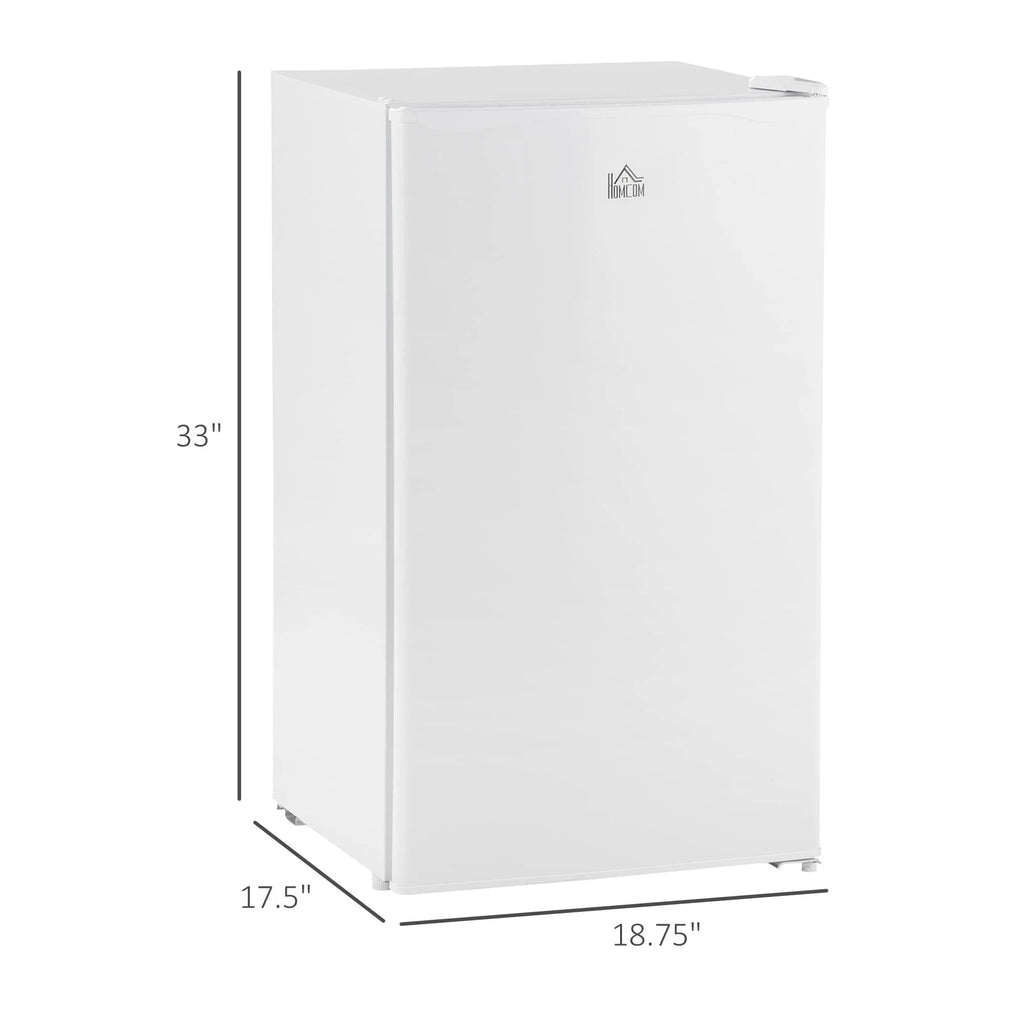 HOMCOM 3.2 Cu.Ft Mini Fridge with Freezer, Single Door Compact Refrigerator with Adjustable Thermostat for Bedroom