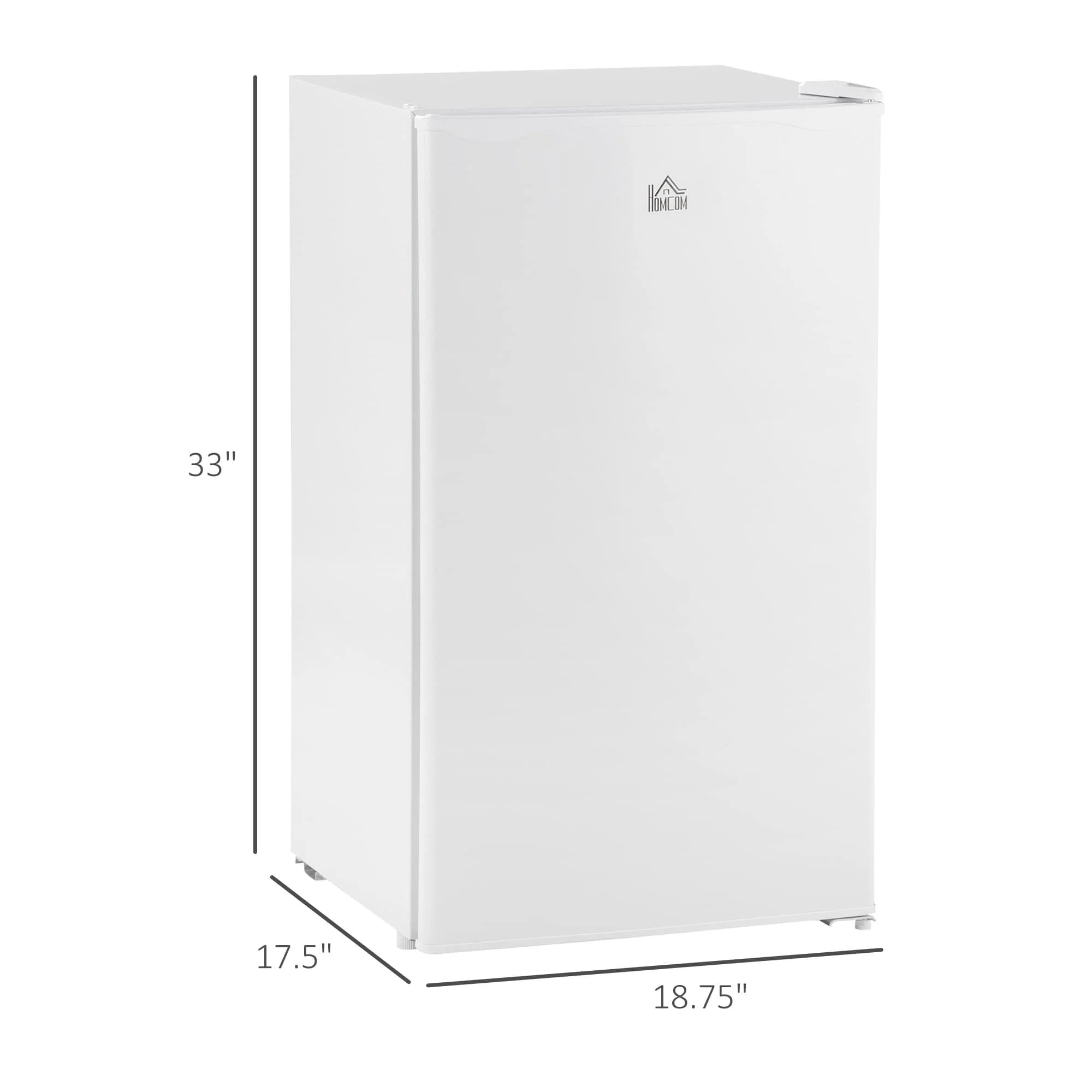 HOMCOM 3.2 Cu.Ft Mini Fridge with Freezer, Single Door Compact Refrigerator with Adjustable Thermostat for Bedroom