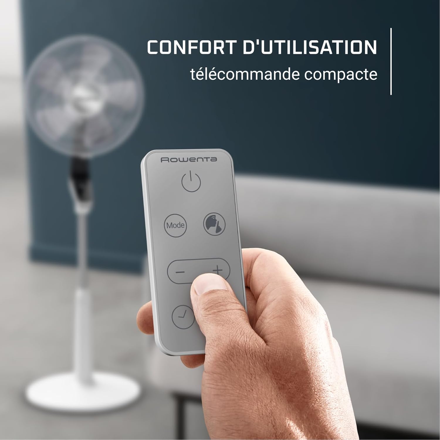 Rowenta Turbo Silence Extreme Ventilateur sur pied, Puissant, Silencieux, Écoénergétique, Design, Timer 12h, Télécommande VU5690F0, Blanc et Métallisé
