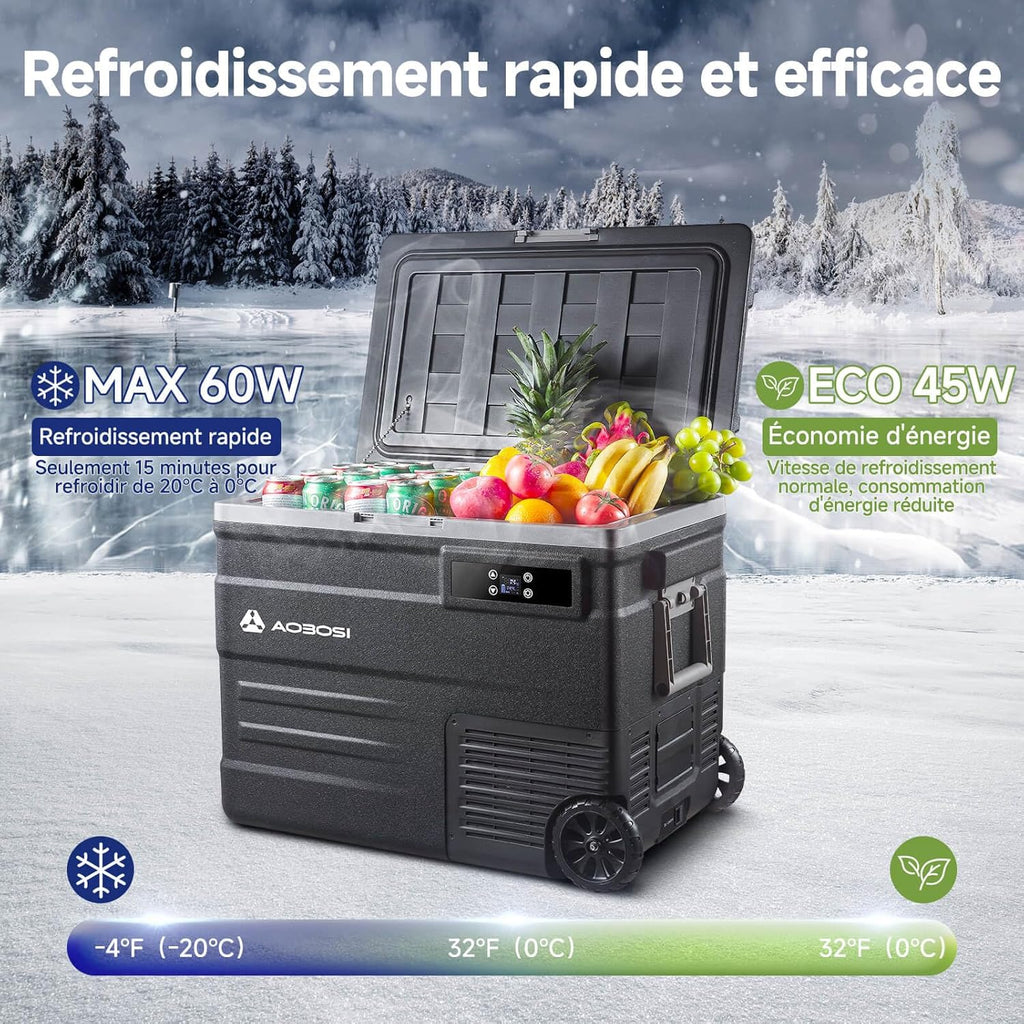 45L Glacière à Compresseur,Glaciere Électrique -20℃ à 20℃,Frigo Camion APP&Bouton Contrôle,12/24V DC et 100-240V AC Glaciere Camping Pour Voiture,Camion,Bateau et Prise De Courant -