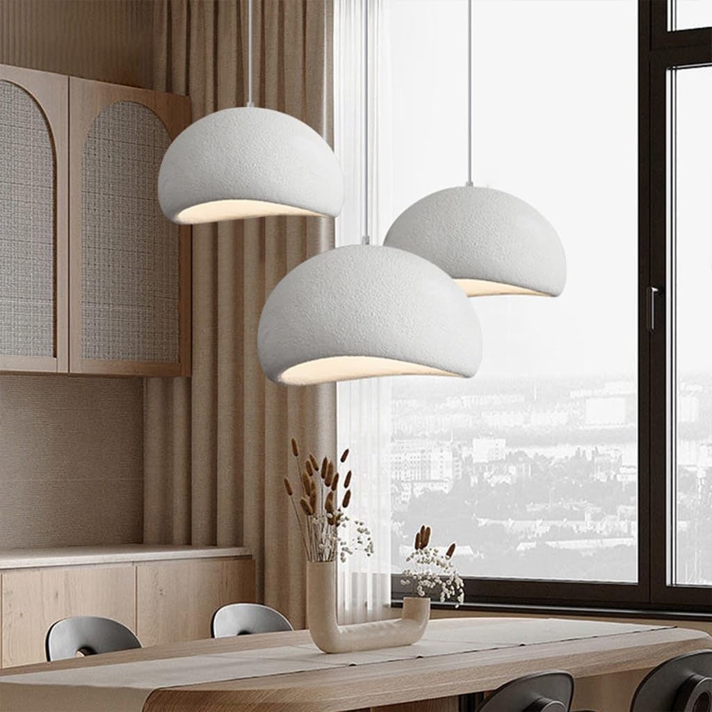 HEYUN Lampe Suspendue Wabi-sabi Blanche E27 Lampes Suspendues Lumières De Restaurant Lampe À Suspension De Bar Créative Style Pour Salle À Manger Salon De Thé Salon Café Cuisine(A1)