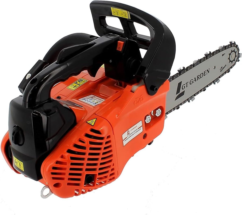 GT GARDEN Tronçonneuse élagueuse thermique 25 cm3, 1 CV, guide 26 cm, 2 chaînes