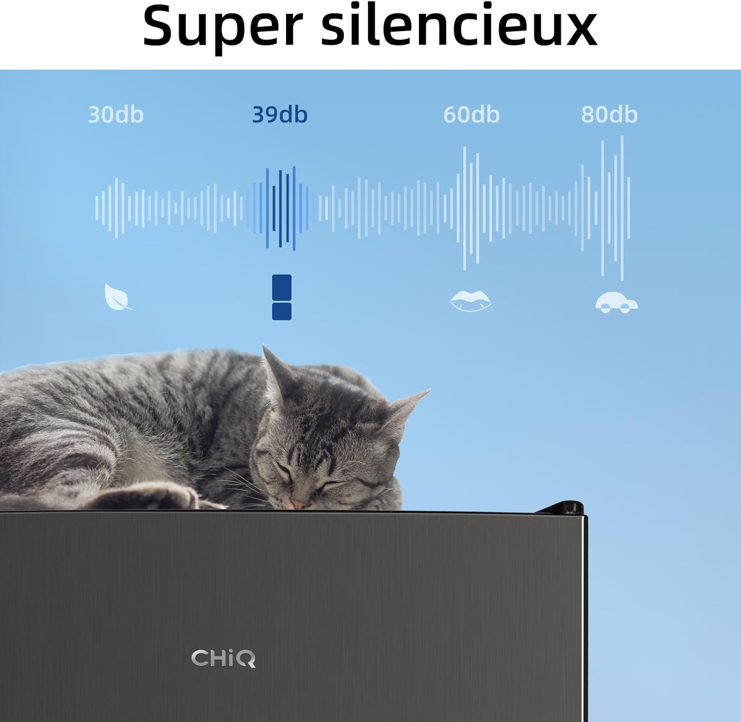 CHIQ Réfrigérateur congélateur bas FBM157L42 157L (109+48), Largeur 47cm, Low frost, 39 db, Portes réversibles, 12 ans de garantie sur le compresseur