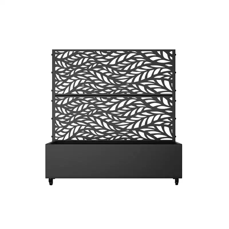 MAYEERTY Planter Box with Trellis Iron Black Louvered Classic Helen Street 01 Combined Style 72x47x16in 3-Piece Set