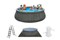 Piscine Autoportée Ronde Tressée 4,57x1,22 m avec Filtration Cartouche(Gris)