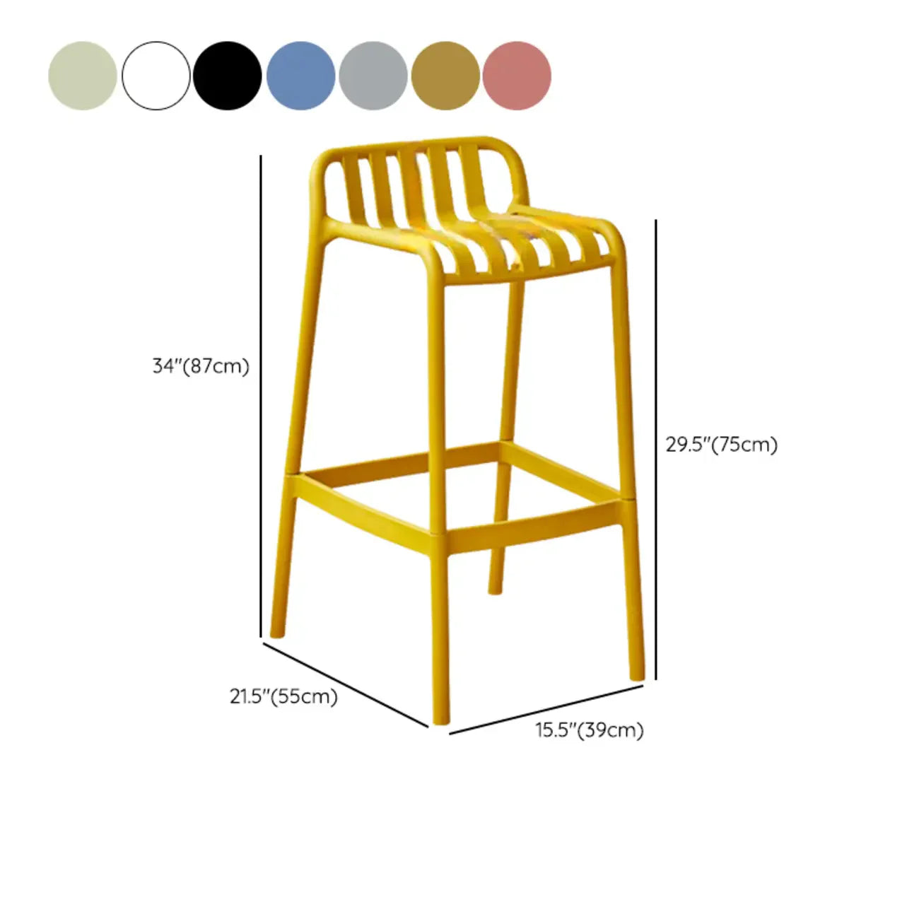 Minimalist Plastic Counter Bar Stool Outdoor Indoor