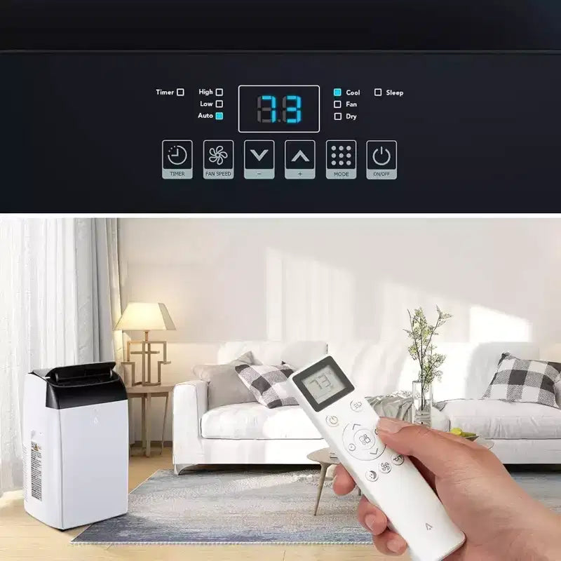 GustoWave 14000 BTU Air Conditioner with Remote Control, Portable AC Unit for Rooms up to 750 Sq.ft, White/Black