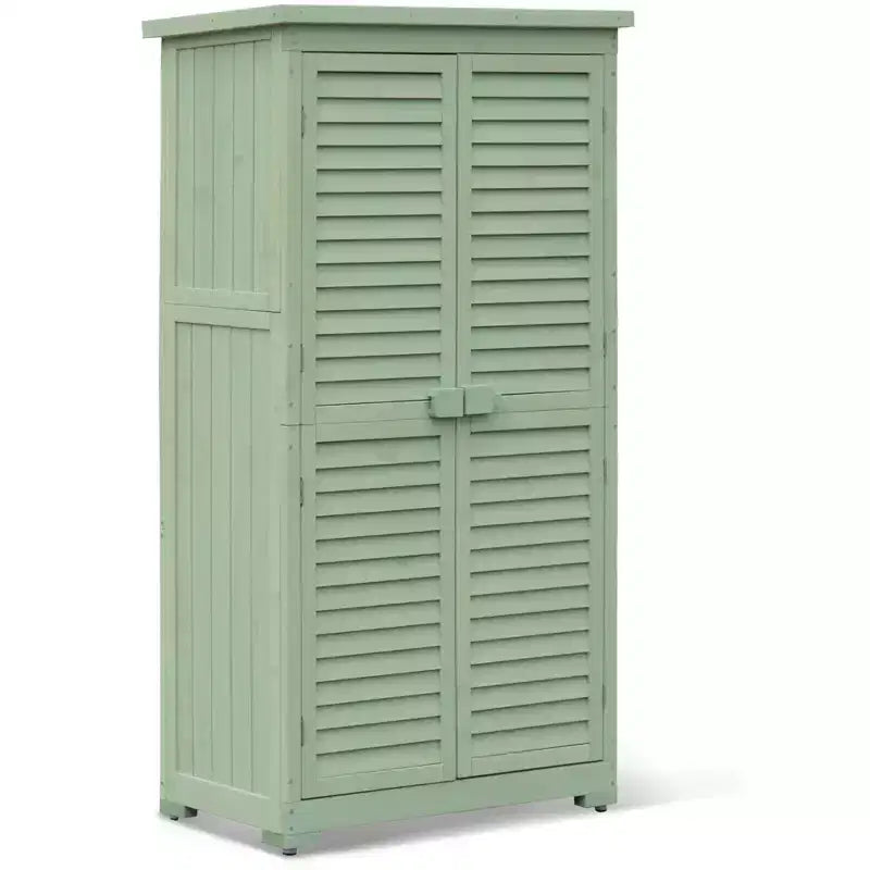 63 Inch Weatherproof Outdoor Storage Shed,with Removable Shelves, Locks,Double Shuttered Doors,Tall Wooden Garden Tool Shed with Floor for Patio,Yard