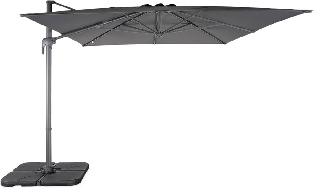 Alice's Garden - Parasol déporté rectangulaire 3x4m – Antibes – gris – parasol déporté. inclinable. rabattable et rotatif à 360°
