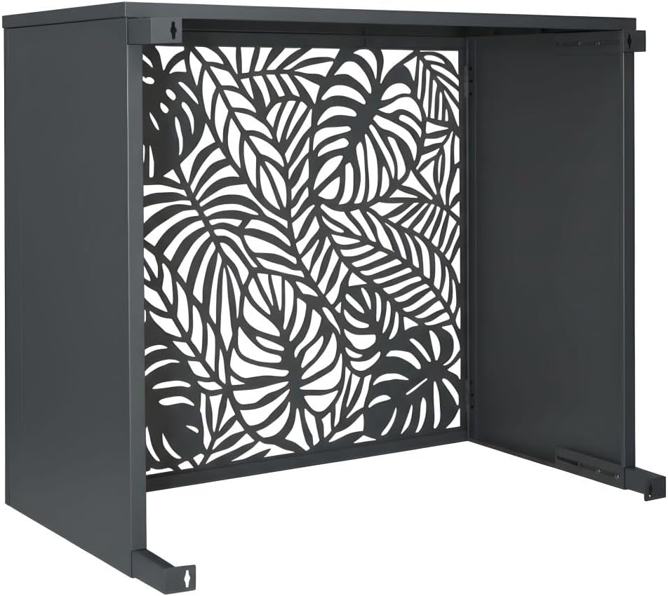 TERRE JARDIN Cache Climatiseur Exterieur 105x90x66,5 - Pompe a Chaleur Extérieur Métal - Kit Fixation Inclus - Cache Clim, Anti Intempéries - Discrétion, Protection, Réduction Bruit - Anthracite