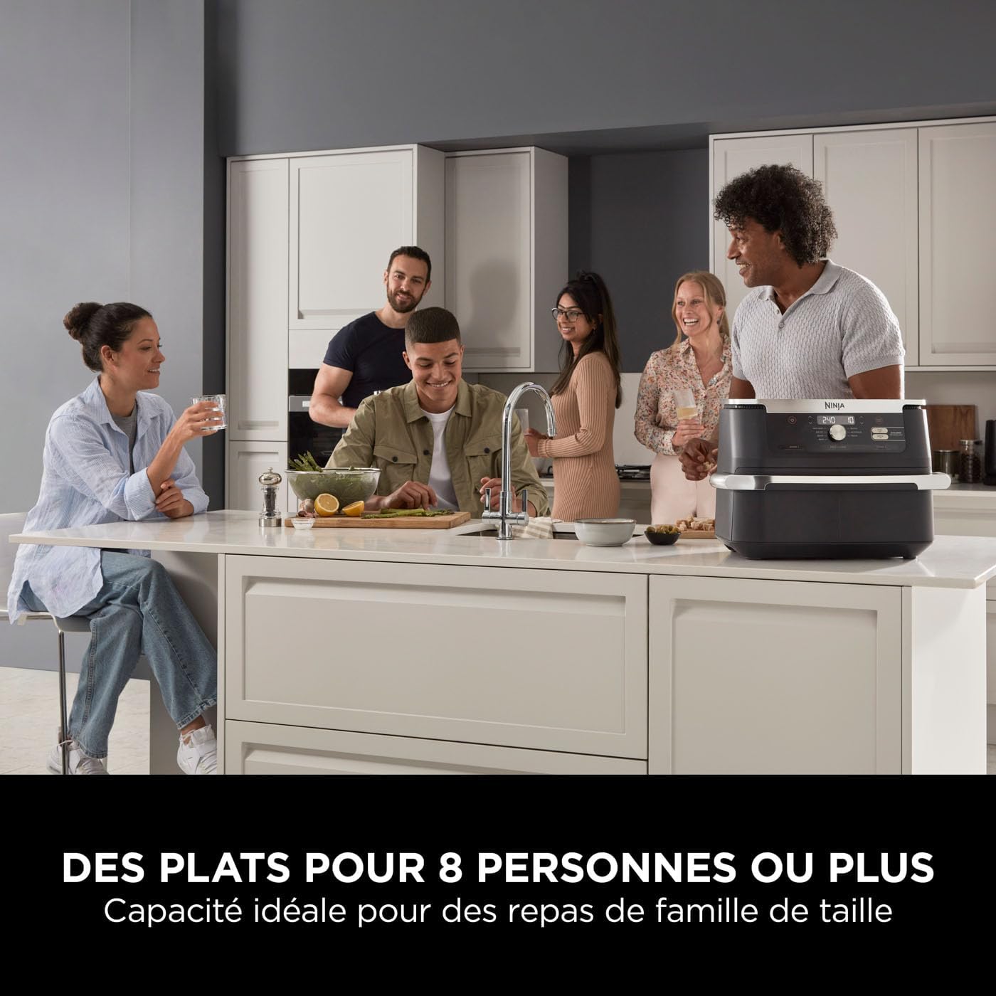 NINJA Foodi FlexDrawer Air Fryer 2 Compartiments Avec Séparateur Amovible, Grande Capacité 10.4L, Air Fryer 7-en-1, Max 240°C, Pièces Antiadhésives Amovibles Lavables Au Lave-Vaisselle, Noir