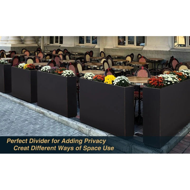 Metallic Heavy Planter for Outdoor Plants, 38Lx10Wx30H Inches Tall and Long Metal Divider Planter Box - 38x30x10