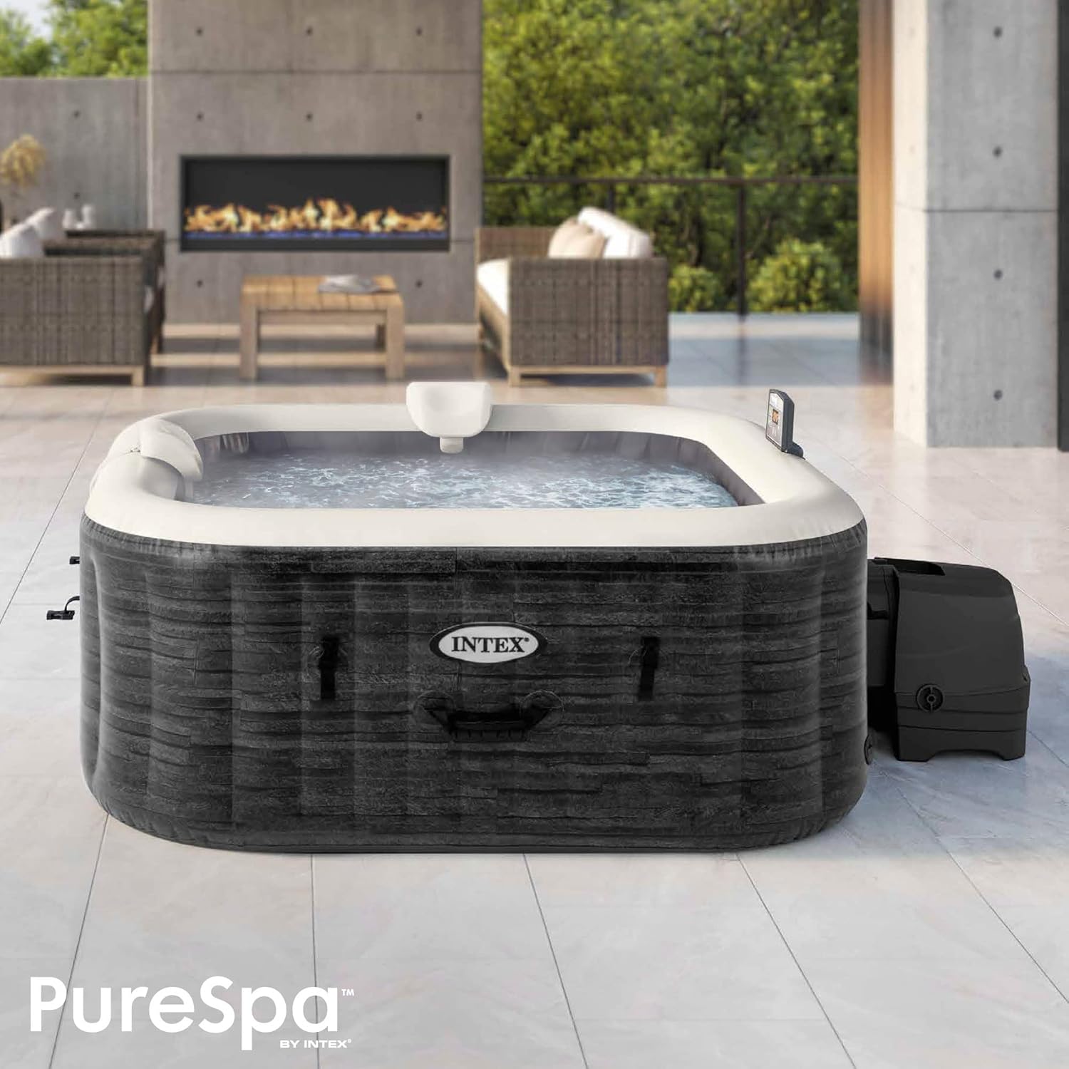 Intex - 28450EX - Pure Spa Bulles Ardoise 4 Places, Gris Ardoise