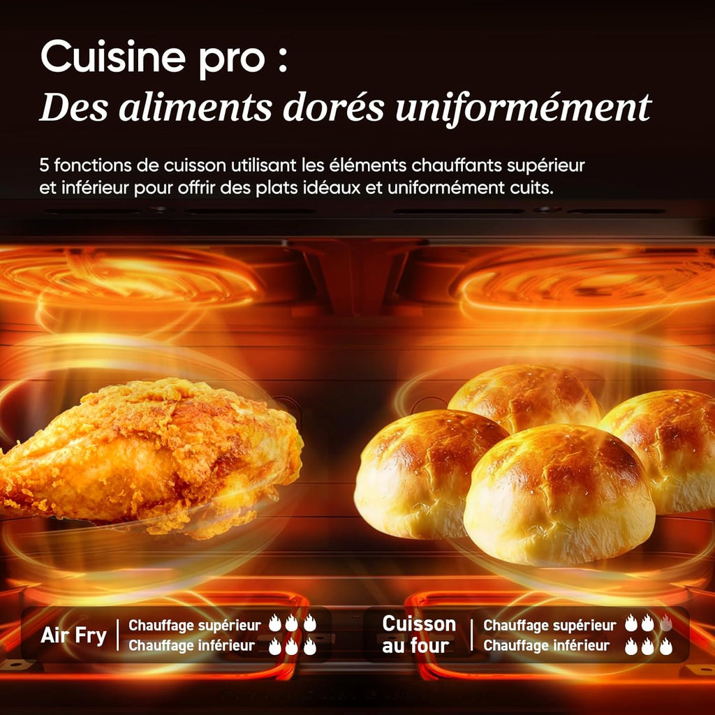COSORI Air Fryer 10L Twinfry, Friteuse sans Huile Double Résistance, Airfryer à Dual Zone Avec Séparateur Amovible, 5-en-1, Grande Capacité, Cuisson optimale, 40℃-240℃, Contrôle Smart via App
