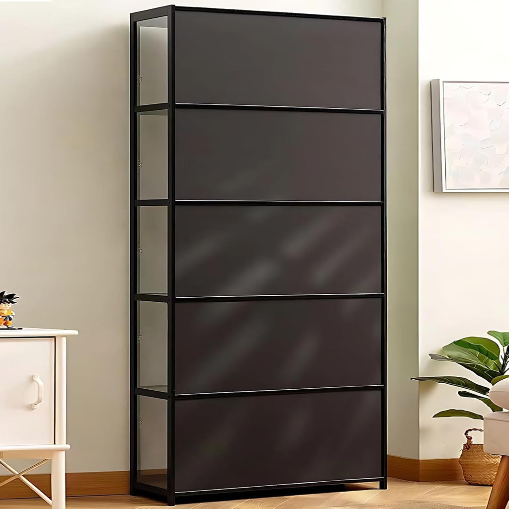 Vitrine avec porte en verre acrylique, vitrine curio à 5 niveaux pour objets de collection, double ouverture noire