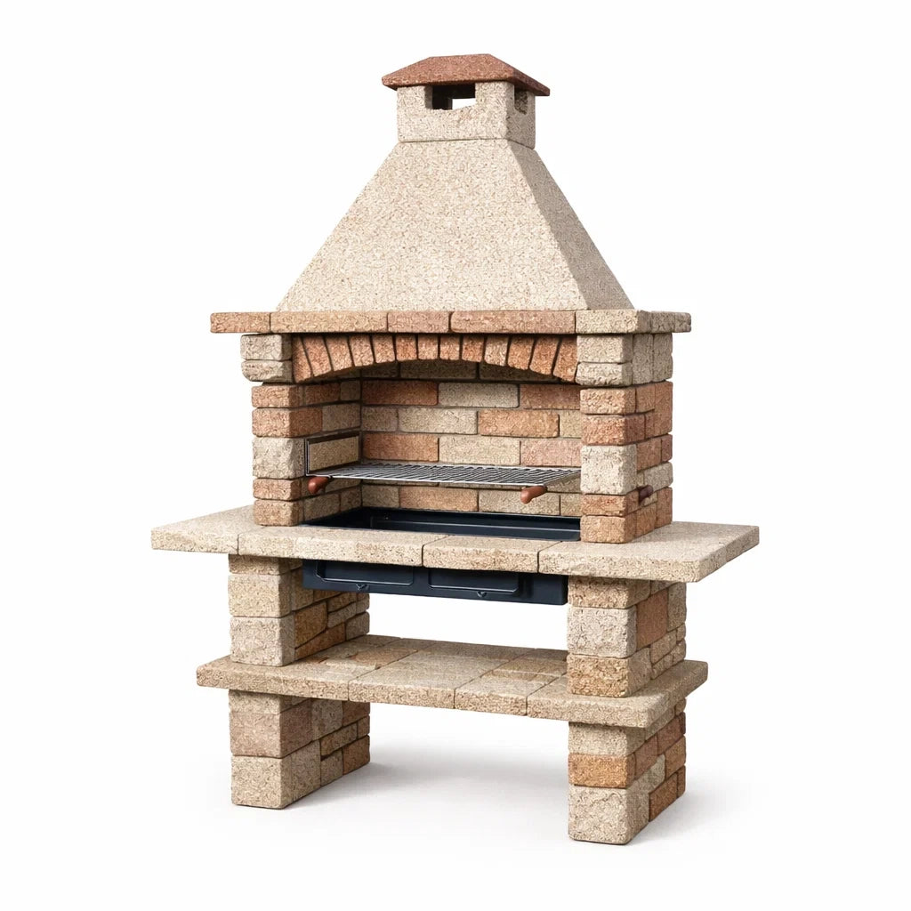 Barbecue en pierre réfractaire beige marron
