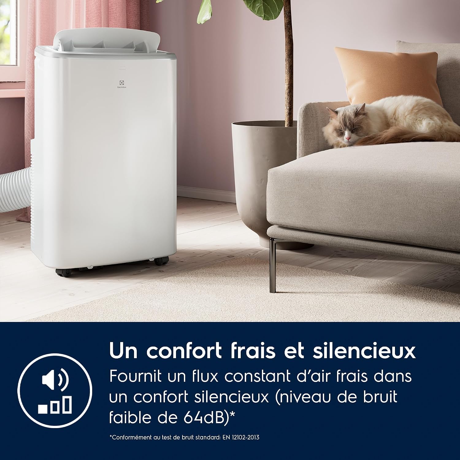 Electrolux Climatiseur Mobile 9000 BTU Silencieux, Clim Portable 3-en-1 R290 2,6 kW, Déshumidificateur et Ventilateur, WiFi, Télécommande, Blanc, Classe Énergétique A, Modèle EXP26U339AW